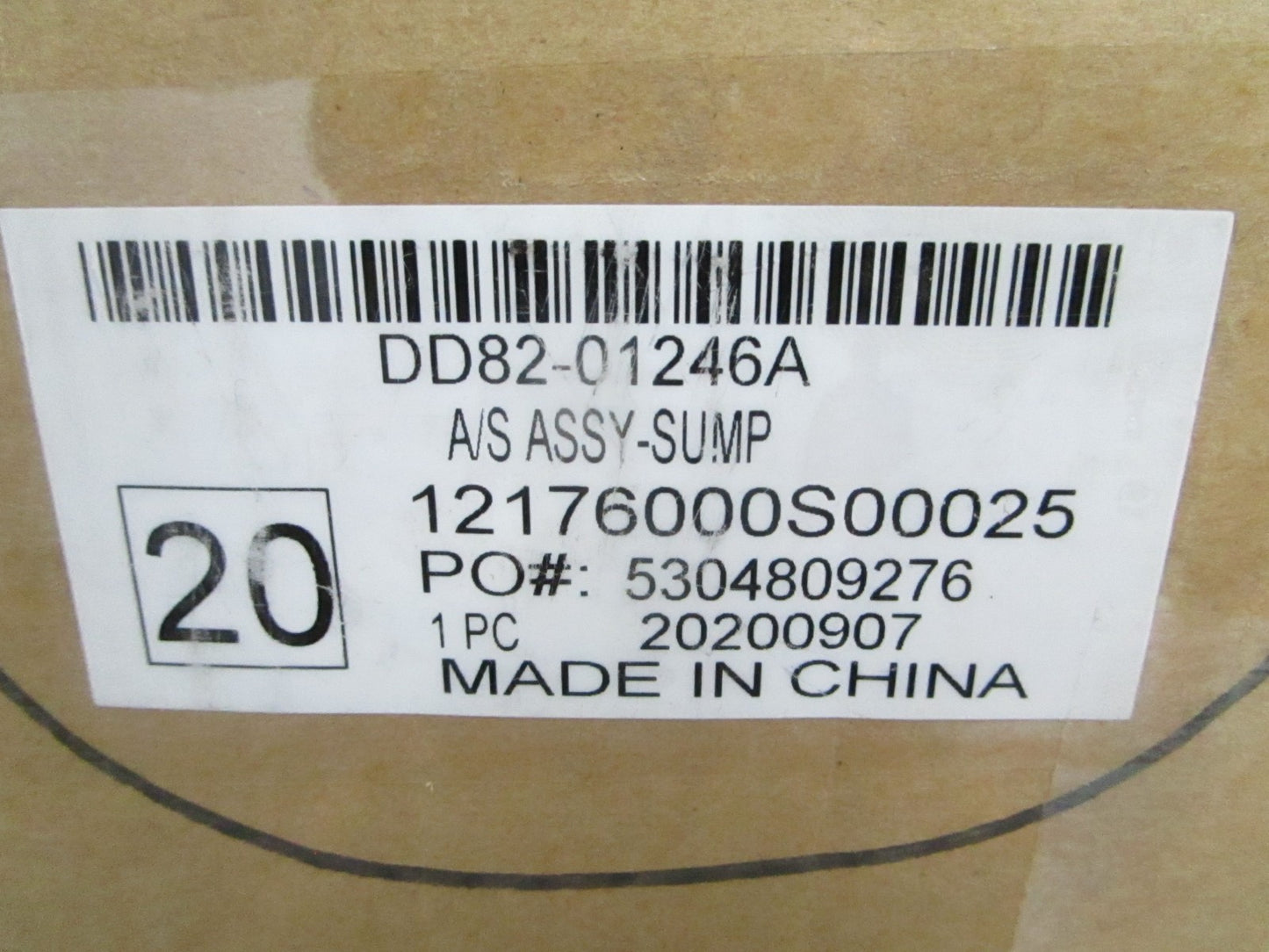 *NEW OEM* 0820 Samsung Sump Assy DD82-01246A