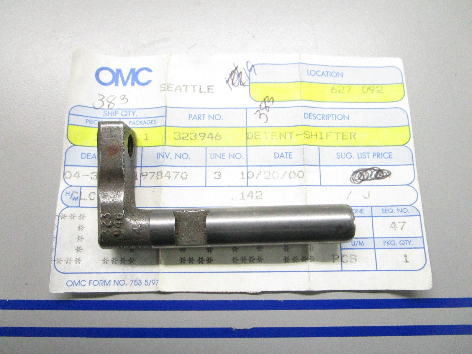 *NEW OEM* 0810 OMC Johnson Evinrude Shifter Detent 323946 0323946