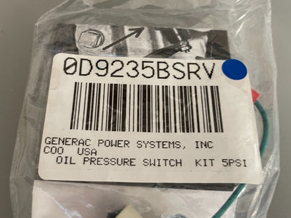 *NEW OEM* 0720 Generac 5PSI Oil Pressure Switch Kit 0D9235BSRV