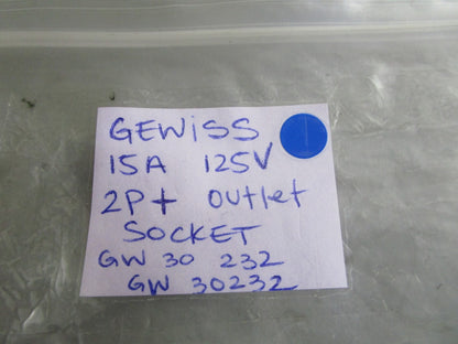 *NEW OEM* (LOT OF 2) 0810 Gewiss 15A 125V 2P+ Outlet Socket GW 30 232 GW30232