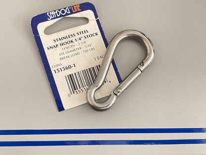 *NEW* 0810 Sea-Dog Stainless Steel Snap Hook 1/4" Stock 151560-1