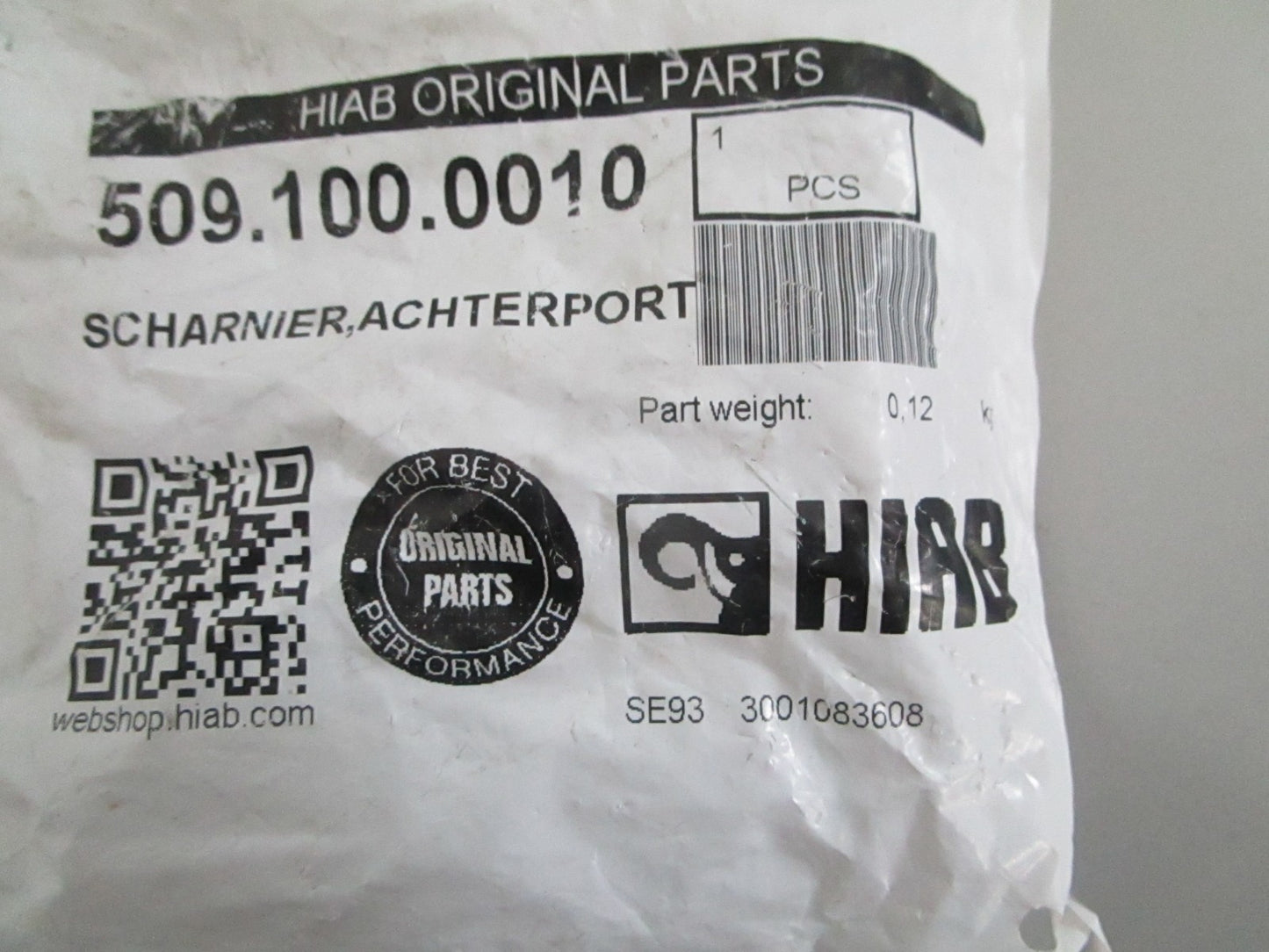 NEW OEM 509.100.0010 HIAB Rear Door Hinge 0820
