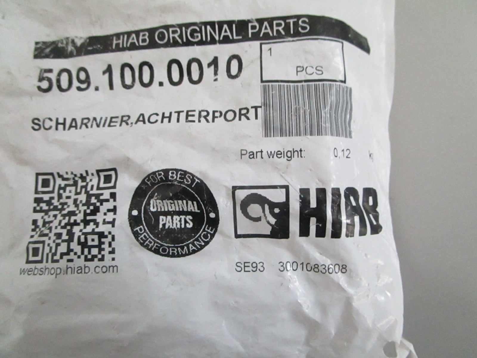 NEW OEM 509.100.0010 HIAB Rear Door Hinge 0820