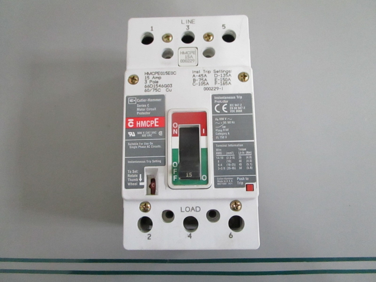 Cutler-Hammer HMCPE015E0C Motor Circuit Protector 3P 15A 480V NEW OEM 0820