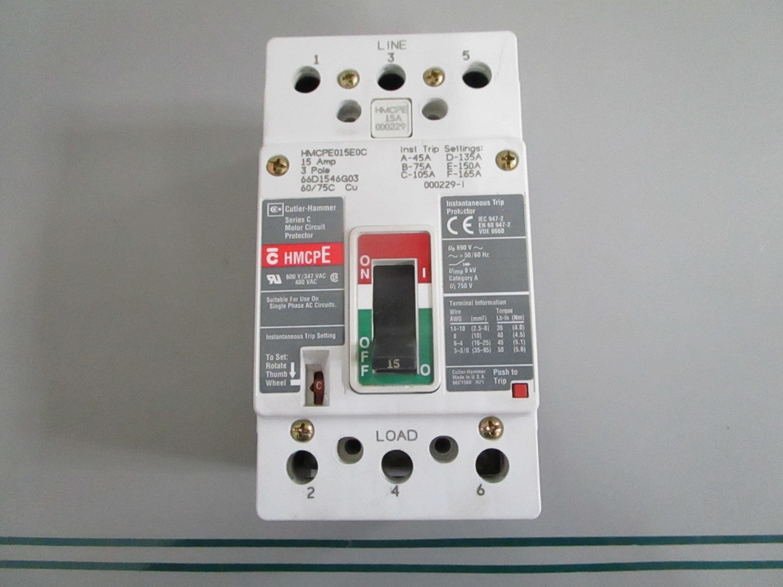 Cutler-Hammer HMCPE015E0C Motor Circuit Protector 3P 15A 480V NEW OEM 0820