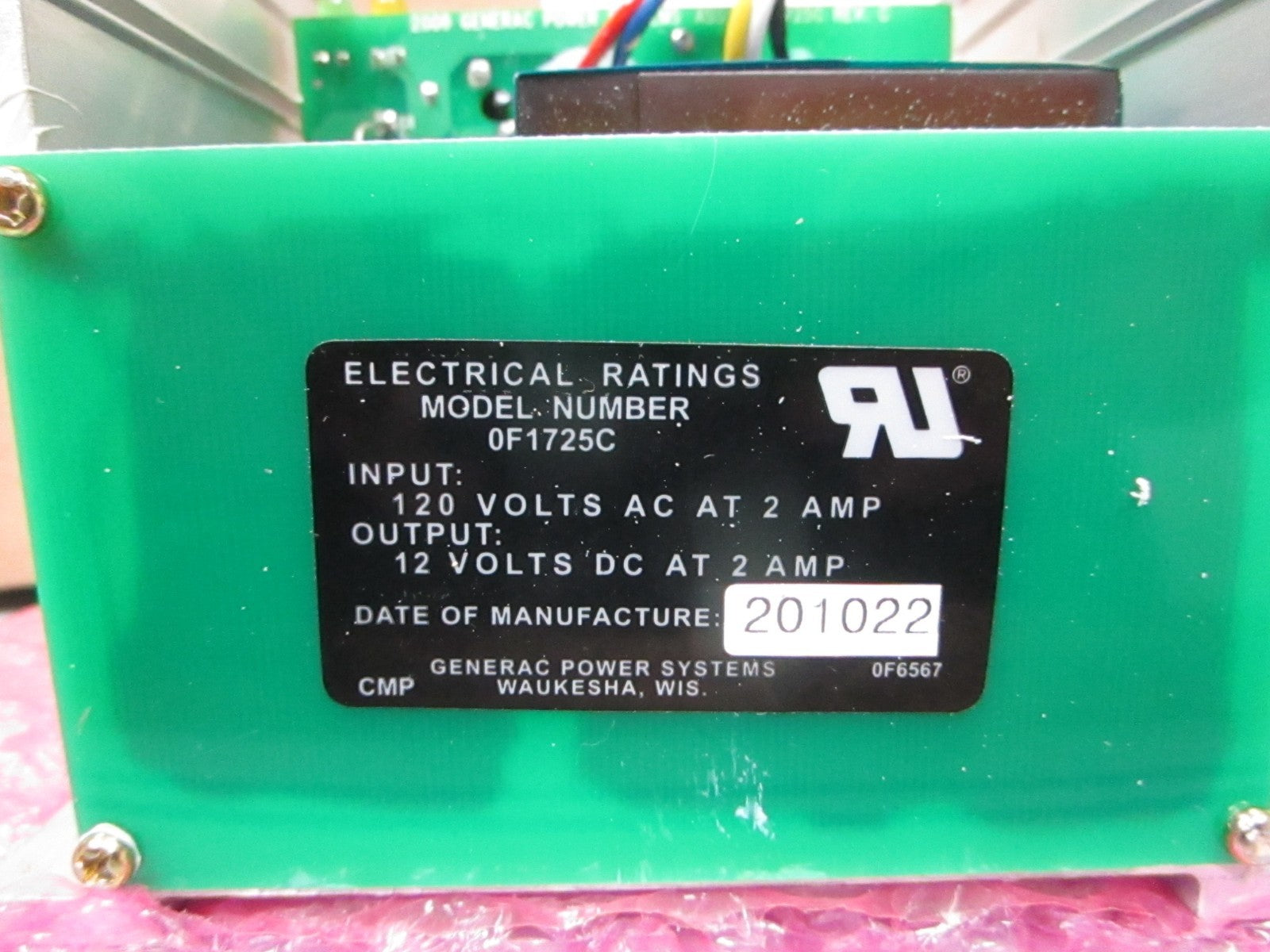 *NEW OEM* 0720 Generac PCB 2 AMP 12 V  Battery Charger 0F1725CSRV