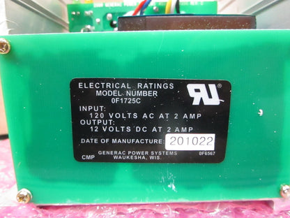 *NEW OEM* 0720 Generac PCB 2 AMP 12 V  Battery Charger 0F1725CSRV