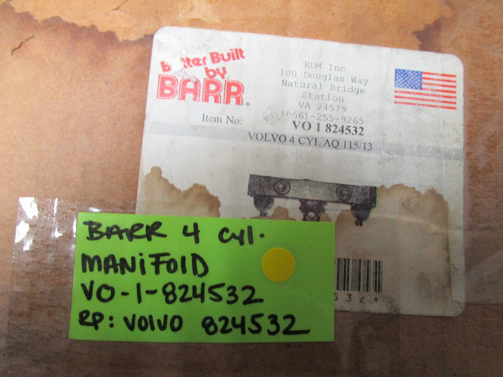 *NEW* 0720 Barr 4 Cylinder Manifold VO-1-824532 Replaces: Volvo 824532