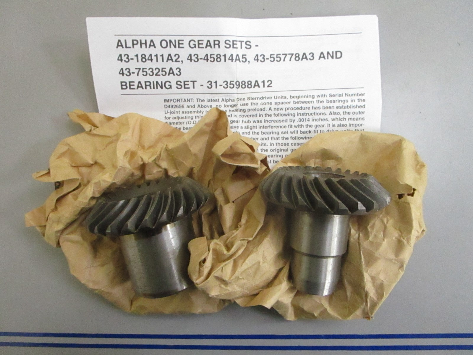 *NEW OEM* 0820 Mercury Quicksilver (1.84:1) Gear Set 43-75325A3