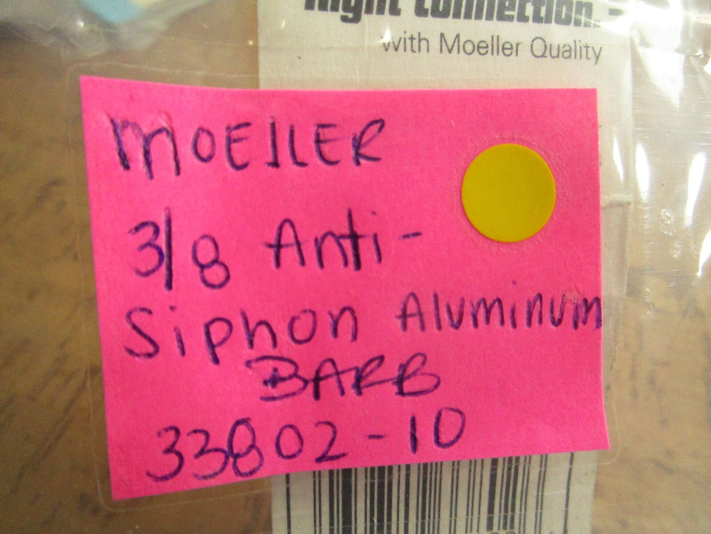 *NEW* 0810 Moeller 3/8 Anti-Siphon Aluminum Barb 33802-10