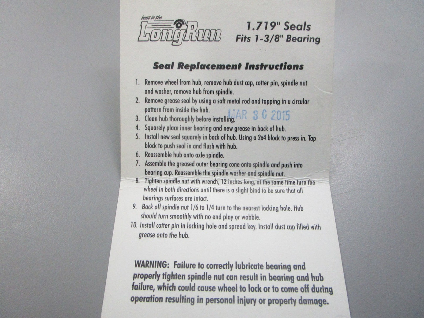 NEW 81313 Long Run Wheel Hub Seal Set 0810
