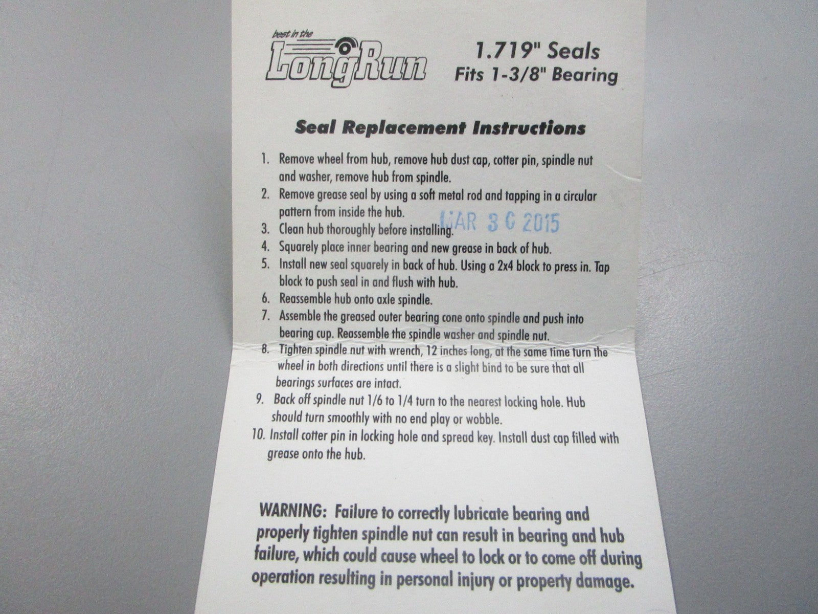 NEW 81313 Long Run Wheel Hub Seal Set 0810