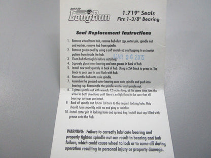 NEW 81313 Long Run Wheel Hub Seal Set 0810