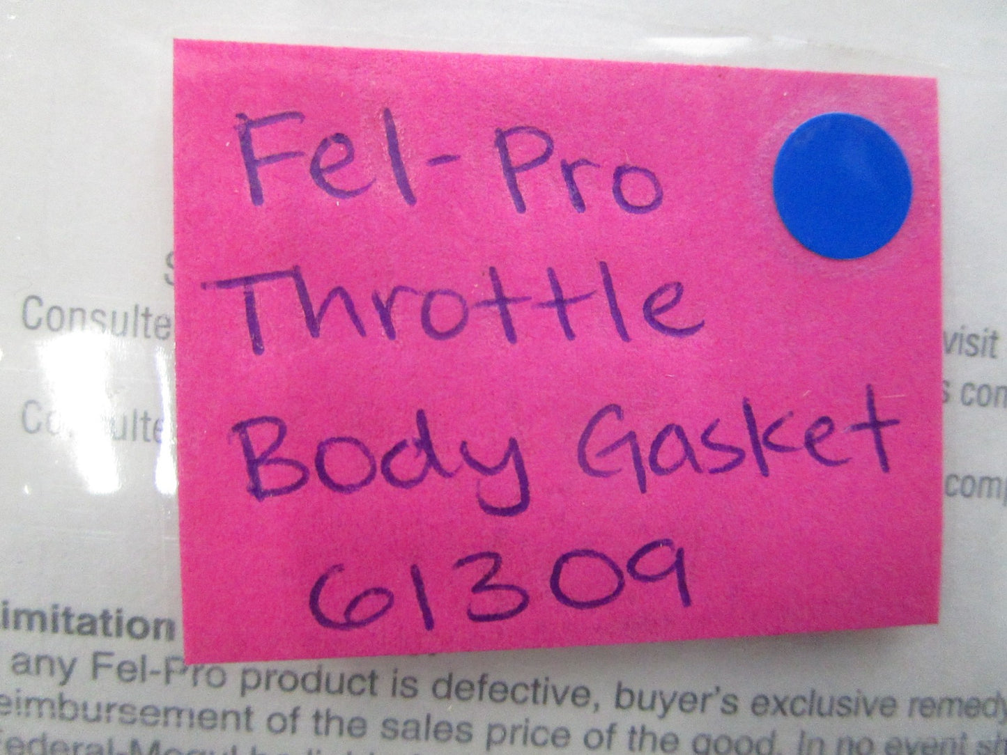 *NEW* 0810 Fel-Pro Throttle Body Gasket 61309