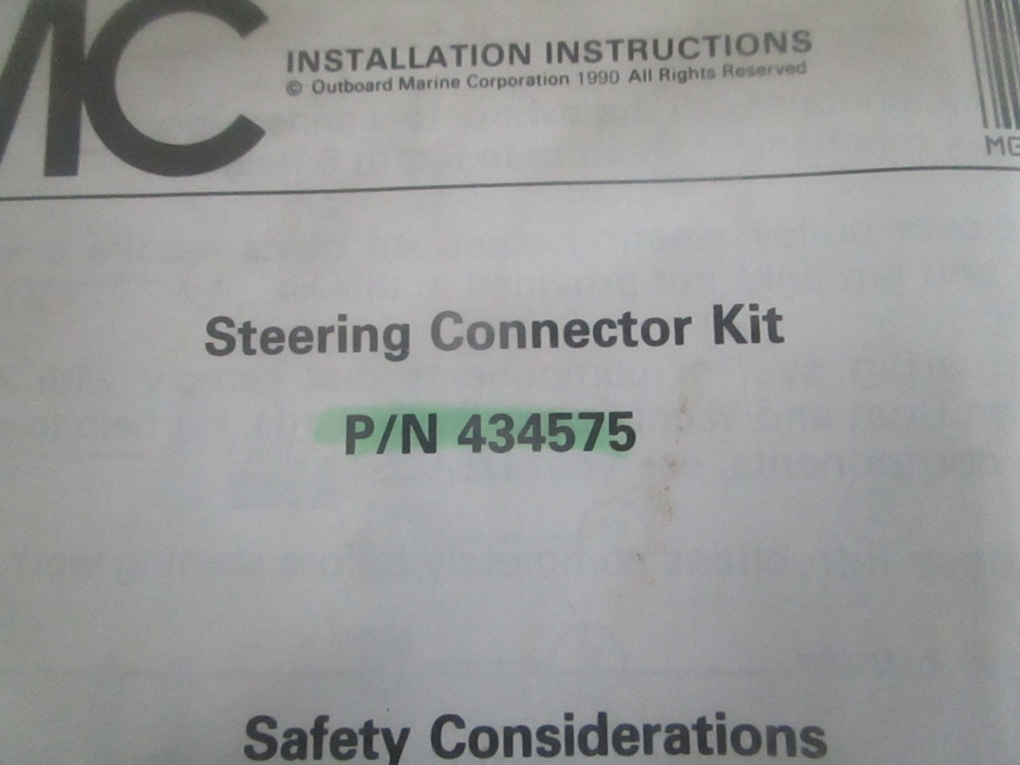 NEW OEM 434575 0434575 OMC Johnson Evinrude Steering Connector Kit 0820