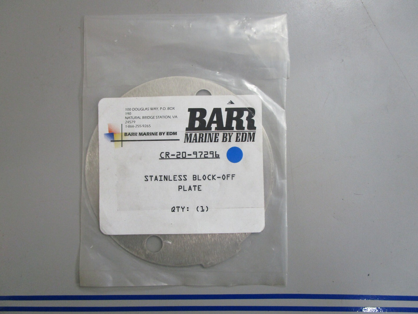 *NEW* 0810 Barr Stainless Block-Off Plate CR-20-97296