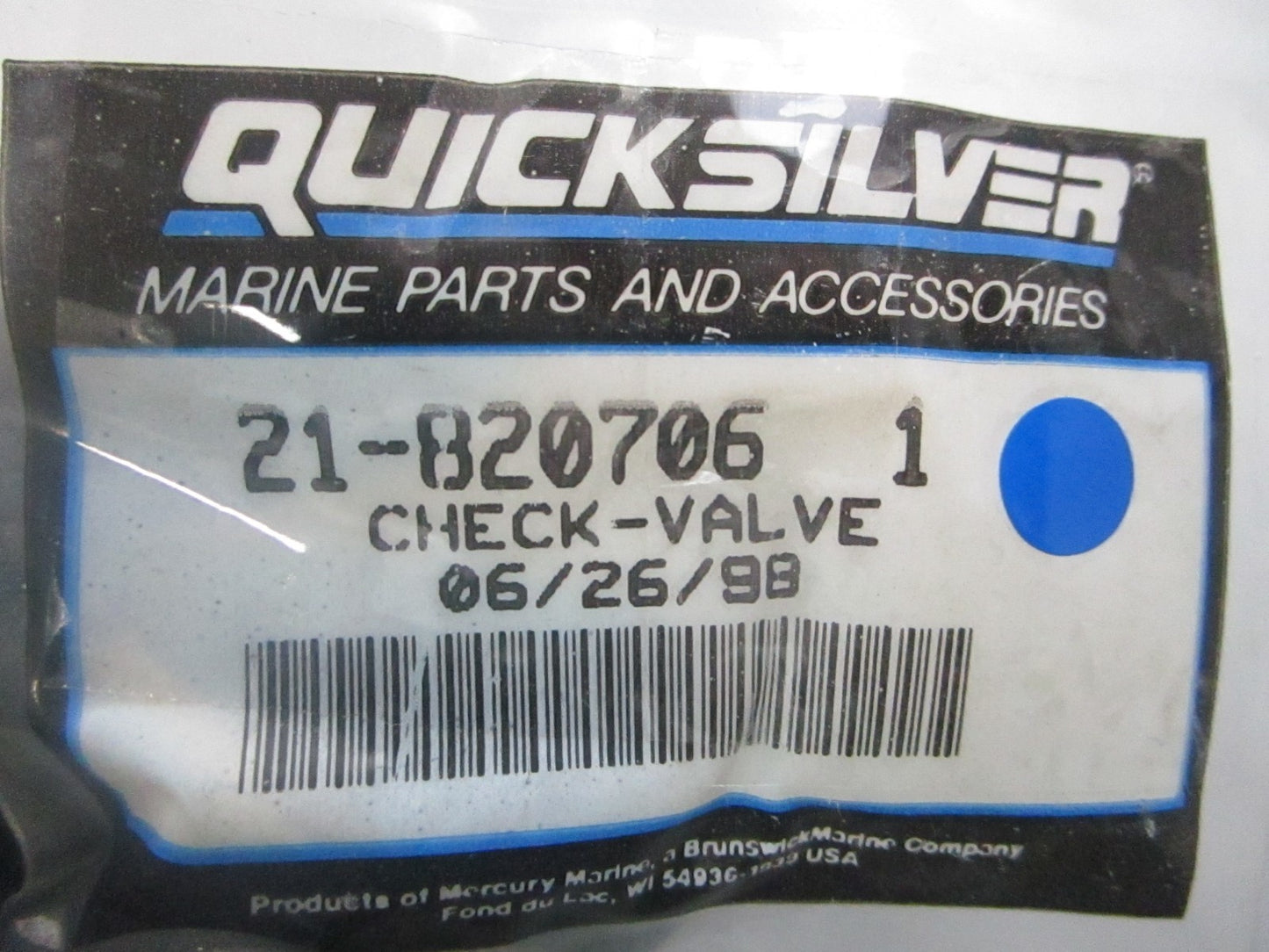 *NEW OEM* 0810 Mercury Quicksilver Check Valve 21-820706 1