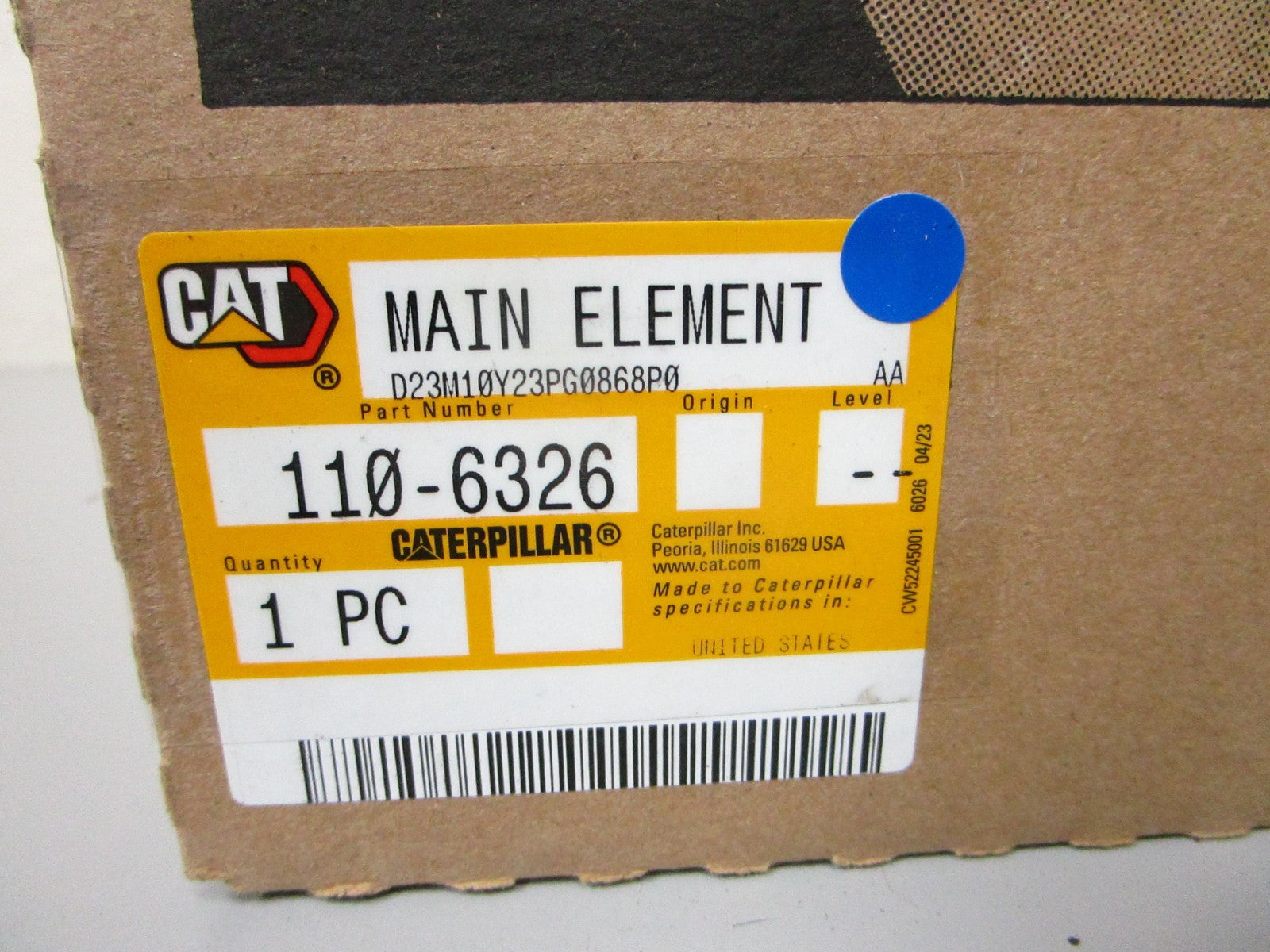 NEW OEM Cat Caterpillar 110-6326 Main Element 0720