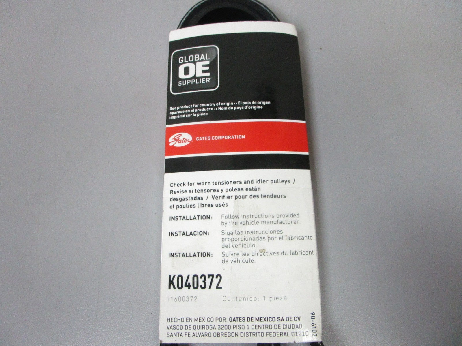 NEW K040372 Gates Micro-V 9/16" x 38" Serpentine Belt 0720