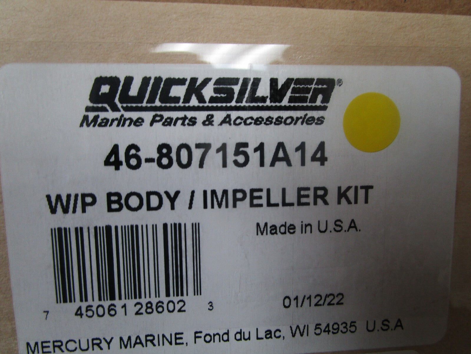 *NEW OEM* 0720 Mercury Quicksilver Water Pump Impeller Body Kit 46-807151A14