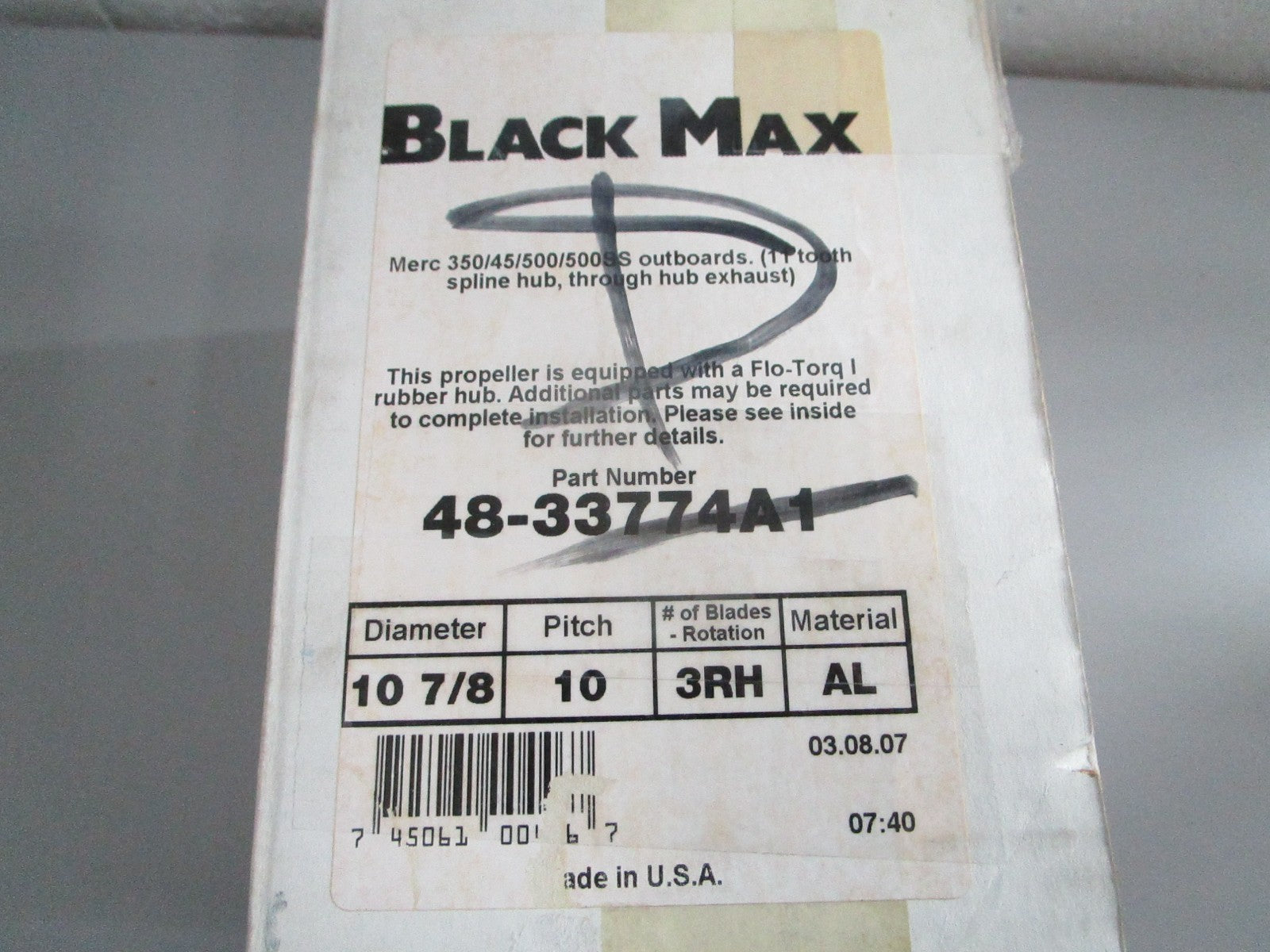 NEW OEM 48-33774A1 Mercury Black Max 10⅞ × 10 Propeller 0820