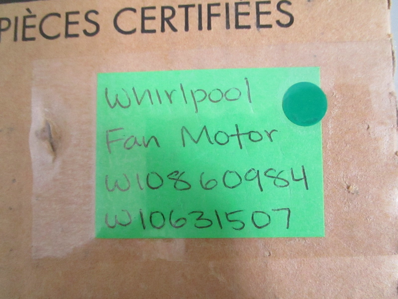 NEW OEM W10860984 W10631507 Whirlpool Fan Motor 0820