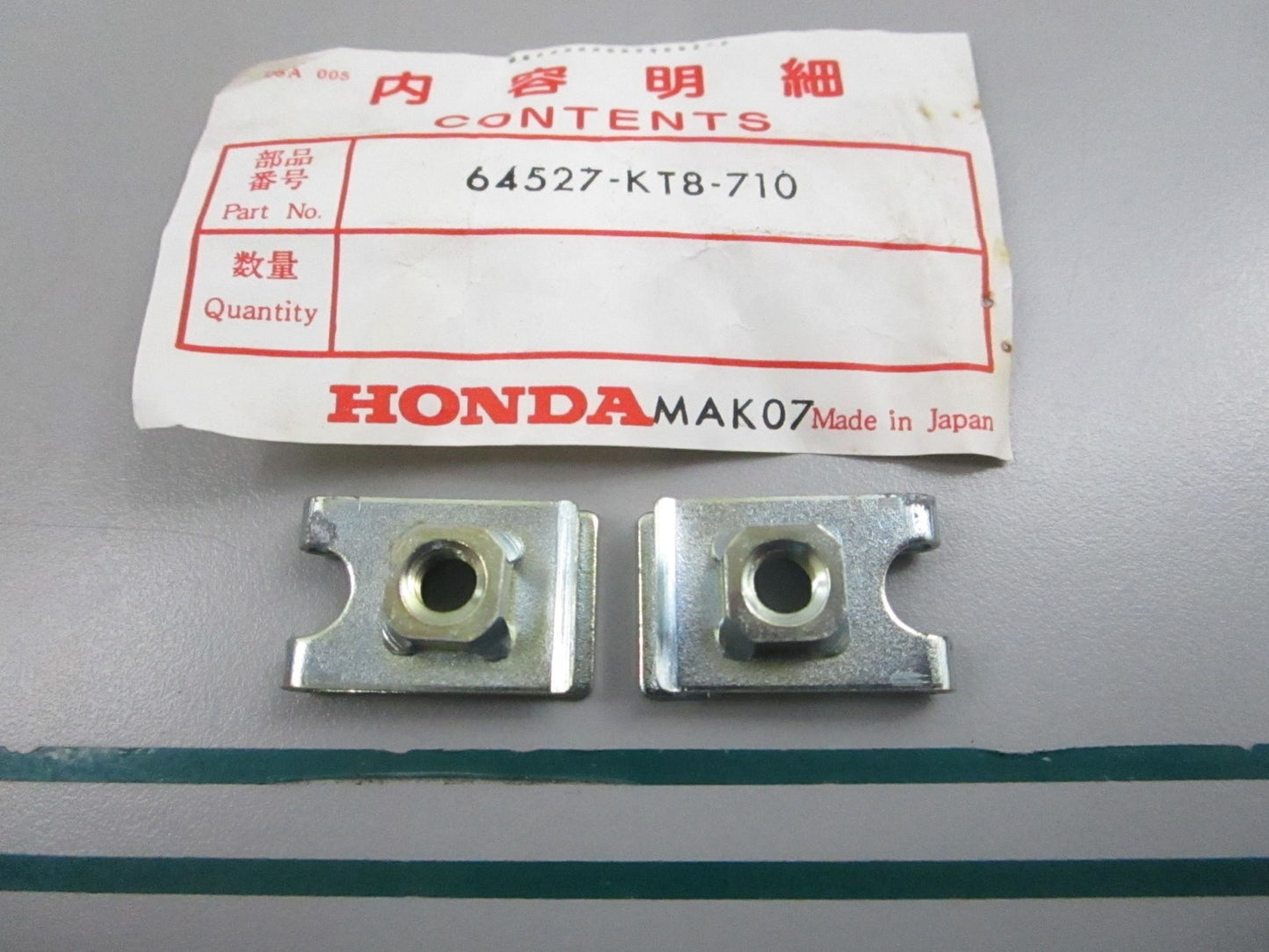 NEW OEM (LOT OF 2) 64527-KT8-710 Honda Clip Nut 0810