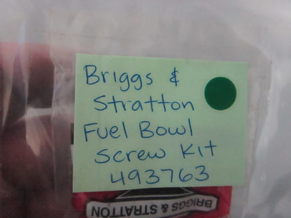NEW OEM 493763 Briggs & Stratton Fuel Bowl Screw Kit 0810