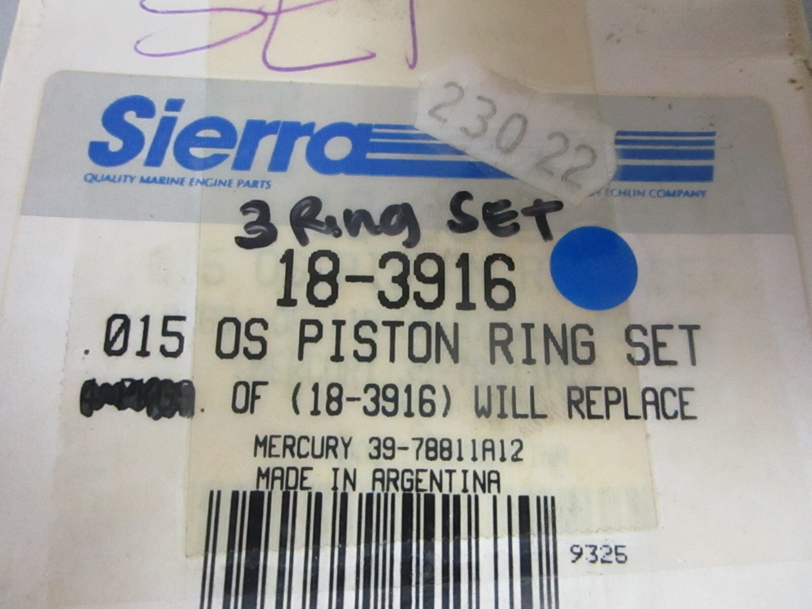 *NEW* 0810 Sierra 3 Piston Ring Set 18-3916 Replaces: Mercury 39-78811A12