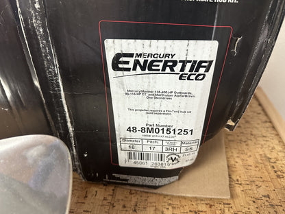 *NEW OEM* 0720 Mercury Enertia Eco SS 3 Blade RH 16 x 17 Propeller 48-8M0151251
