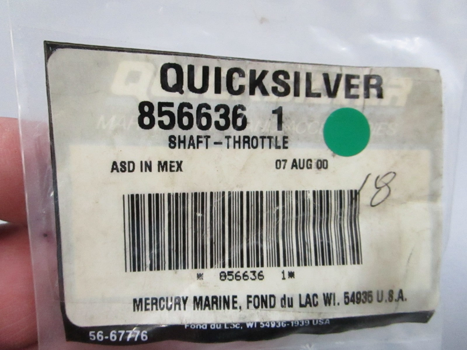 NEW OEM 856636 1 Mercury Quicksilver Throttle Shaft 0810