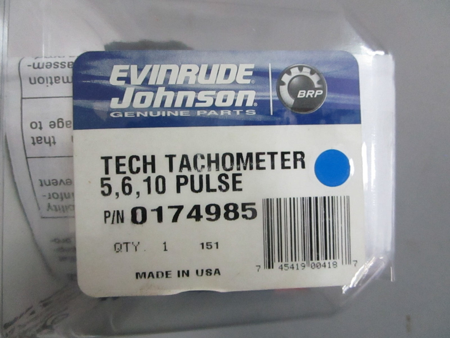 *NEW OEM* 0820 OMC Johnson Evinrude Tech Tachometer 5, 6, 10 Pulse 174985 017498