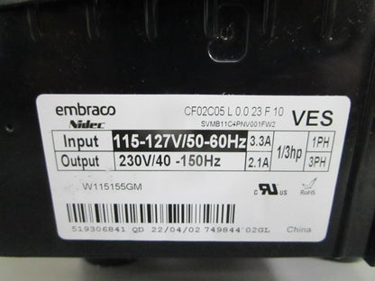 NEW OEM W11578205 Whirlpool Refrigeretor Compressor 0820