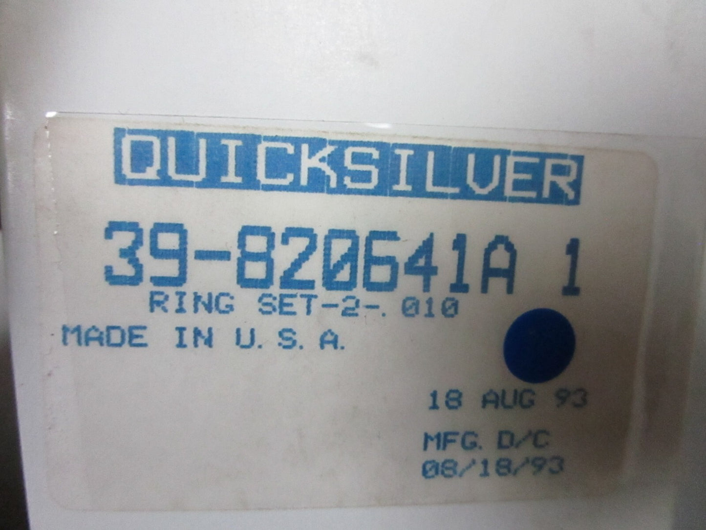 *NEW OEM* 0810 Mercury Quicksilver 2-.010 Ring Set 39-820641A 1