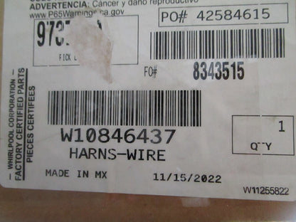 NEW OEM W10846437 Whirlpool Wire Harness 0820