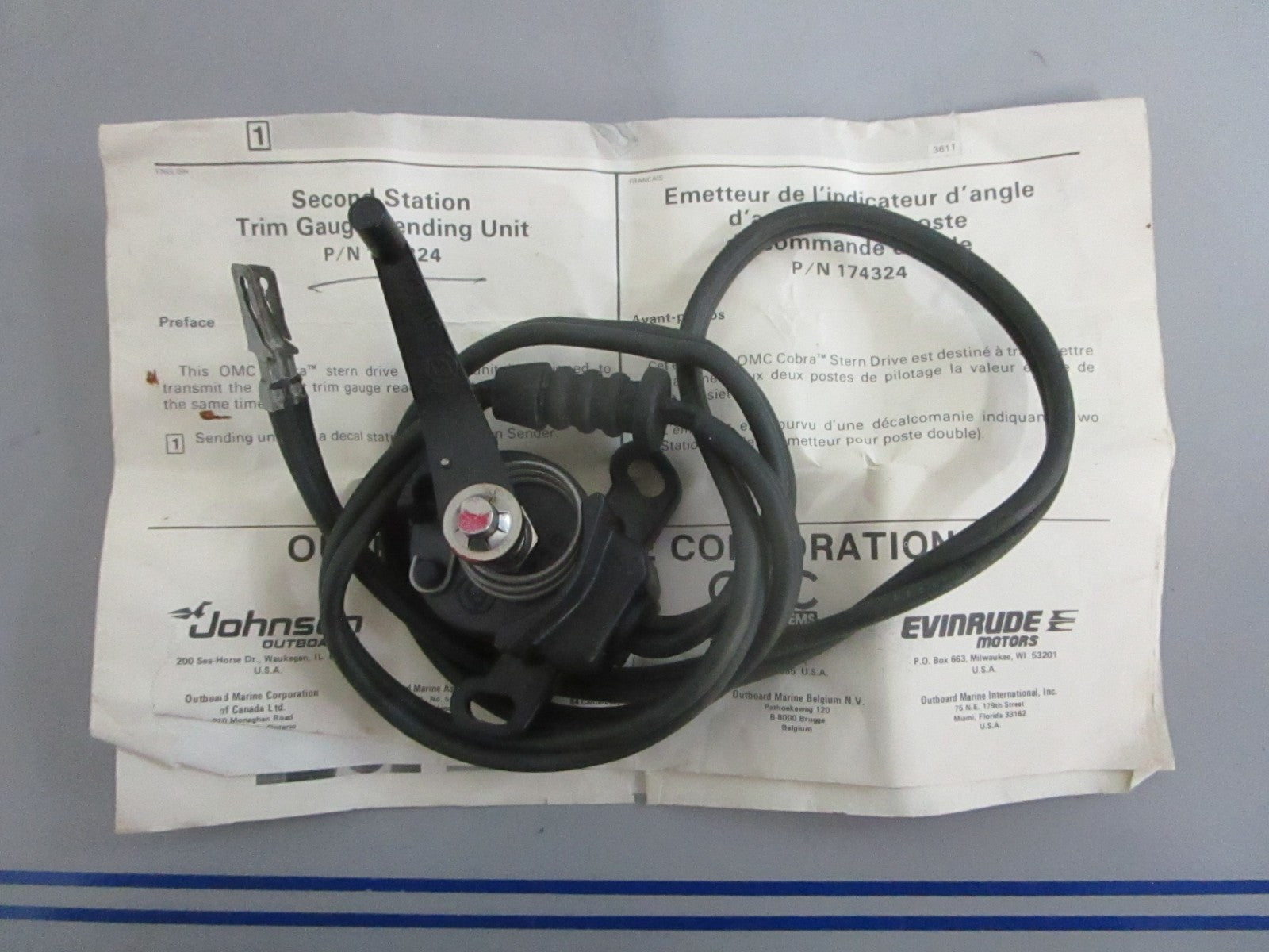 *NEW OEM* 0820 OMC Johnson Evinrude Trim Sending Unit 174324 0174324