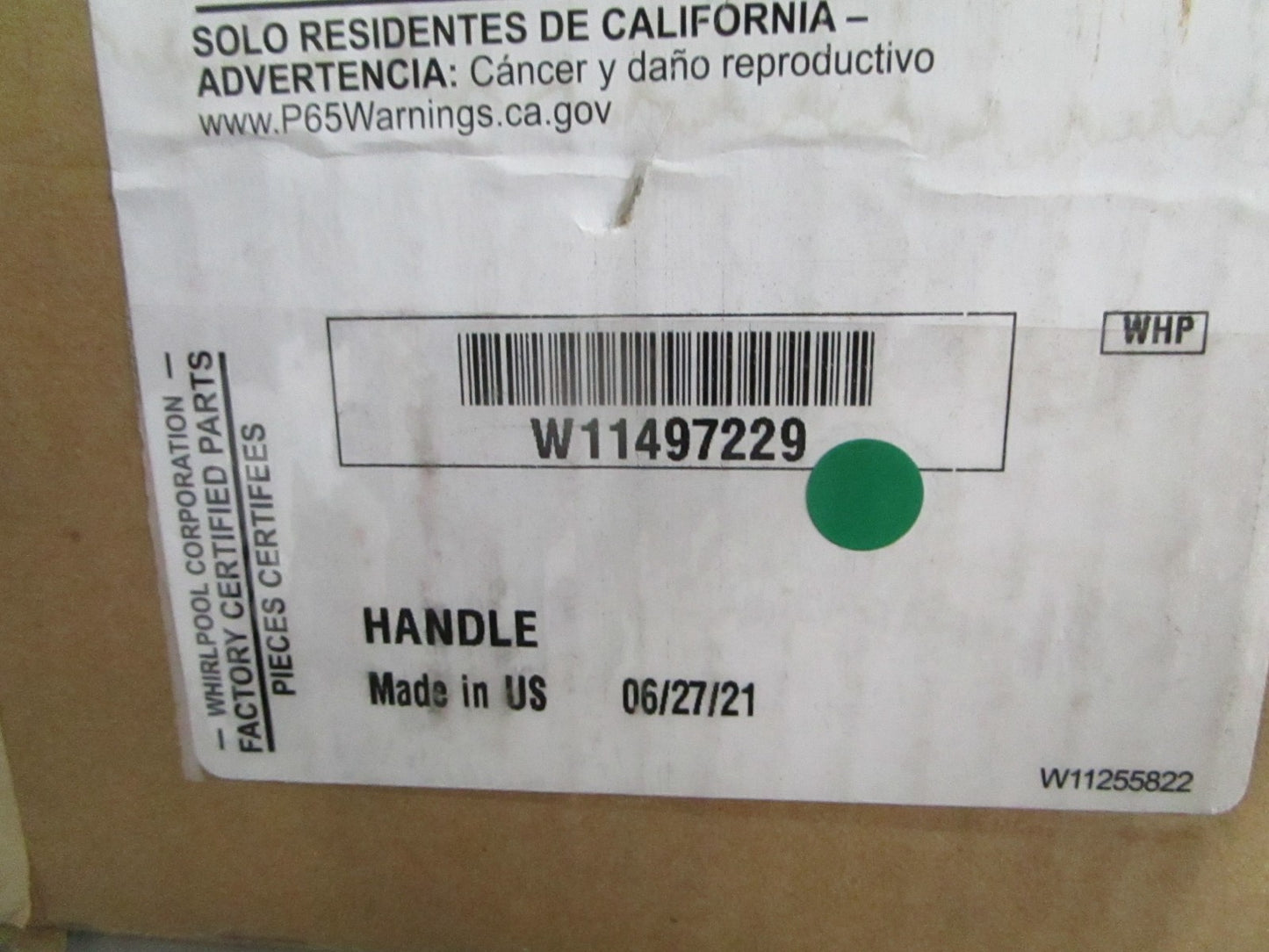 Whirlpool NEW OEM KitchenAid Refrigerator Door Handle W11497229 NOS Part 0820