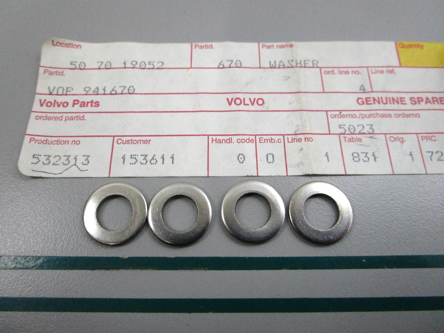 NEW OEM (LOT OF 4) 941670 Volvo Penta Washer 0810