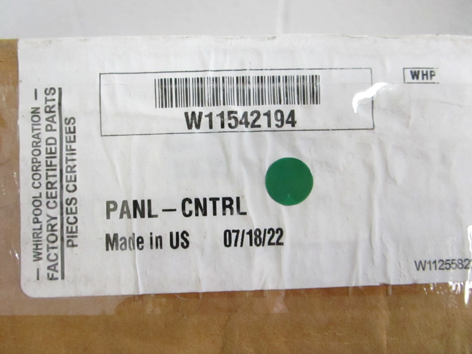 Whirlpool NEW OEM Range Oven Control Panel W11542194 NOS Genuine Part 0820