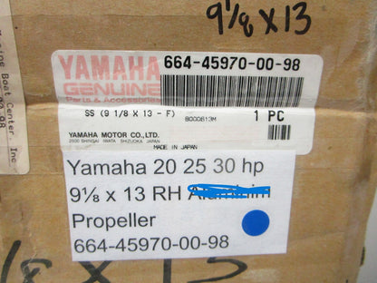 *NEW OEM* 0720 Yamaha 20 25 30 hp 9⅛ x 13 SS RH Propeller 664-45970-00-98