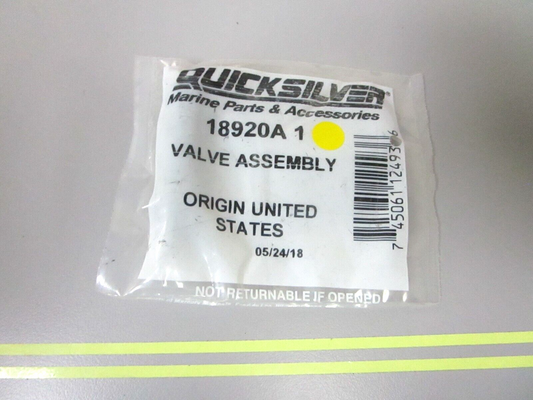 *NEW OEM* 0750 Mercury Quicksilver VALVE ASSEMBLY 18920A 1