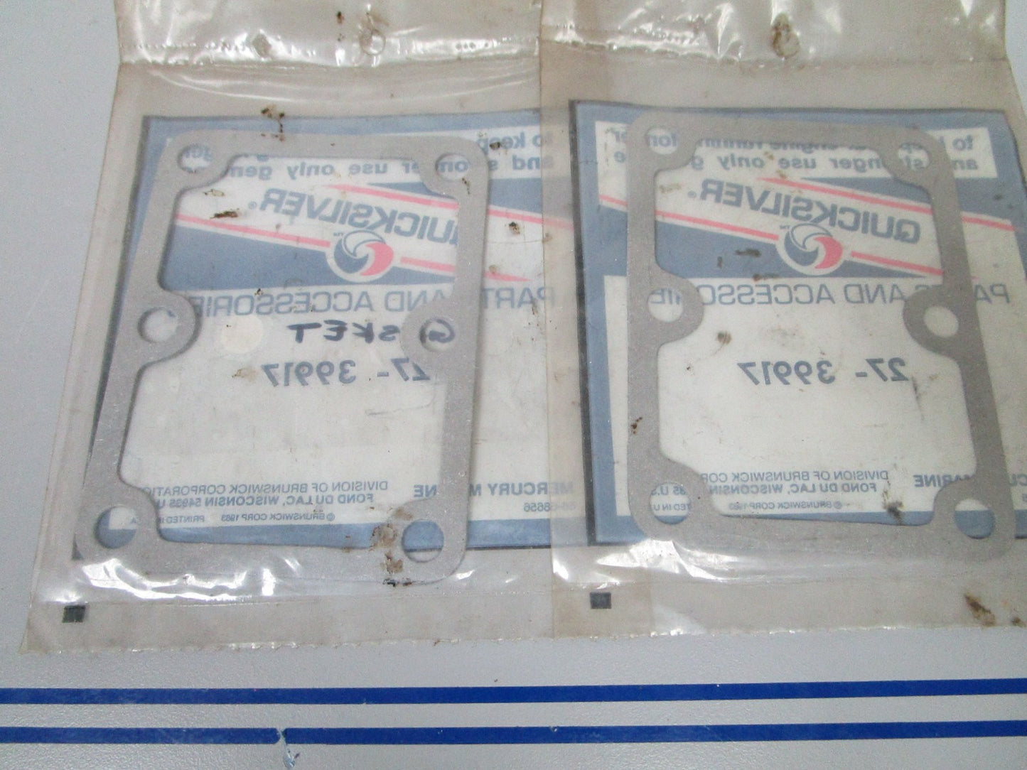 NEW OEM (LOT OF 2) 27-39917 Mercury Quicksilver Gasket 0810