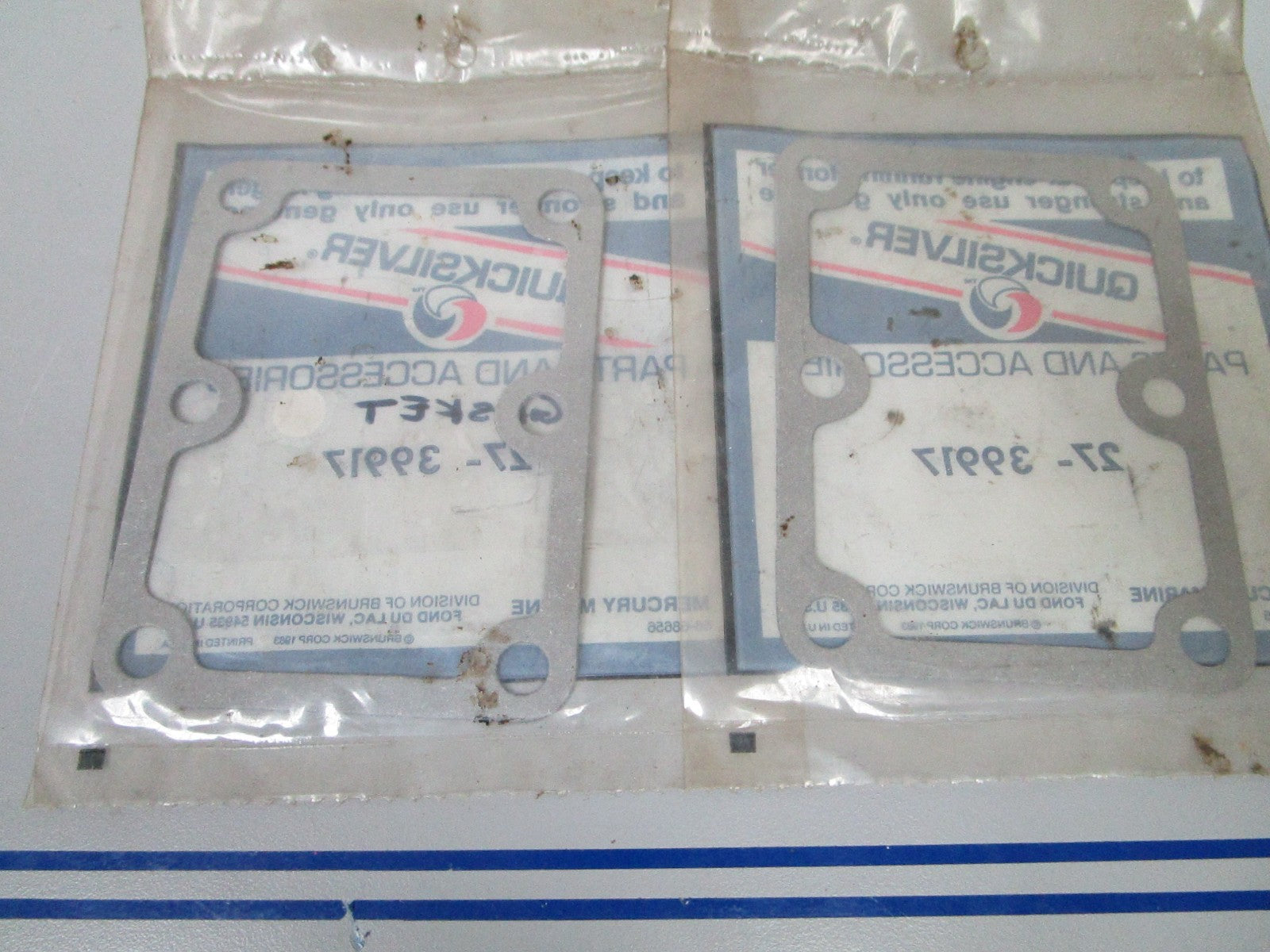 NEW OEM (LOT OF 2) 27-39917 Mercury Quicksilver Gasket 0810