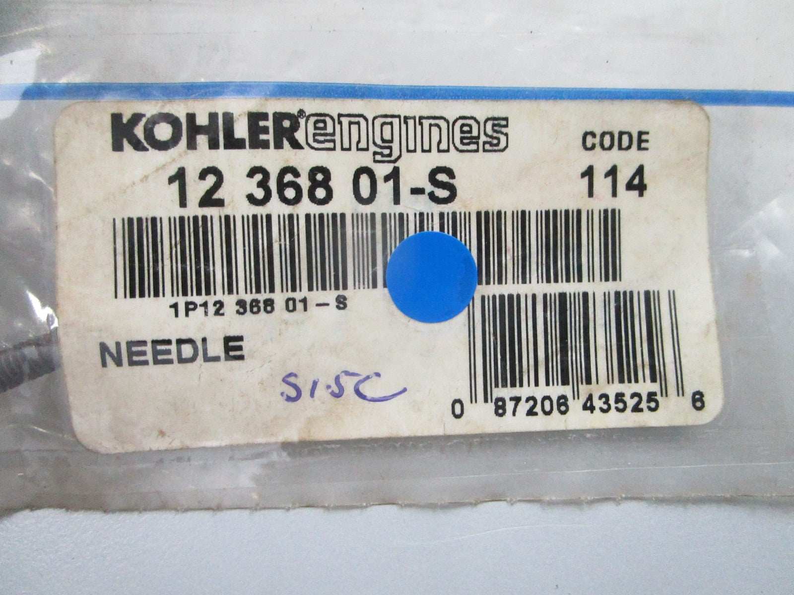 NEW OEM Kohler Needle 12 368 01-S 0810