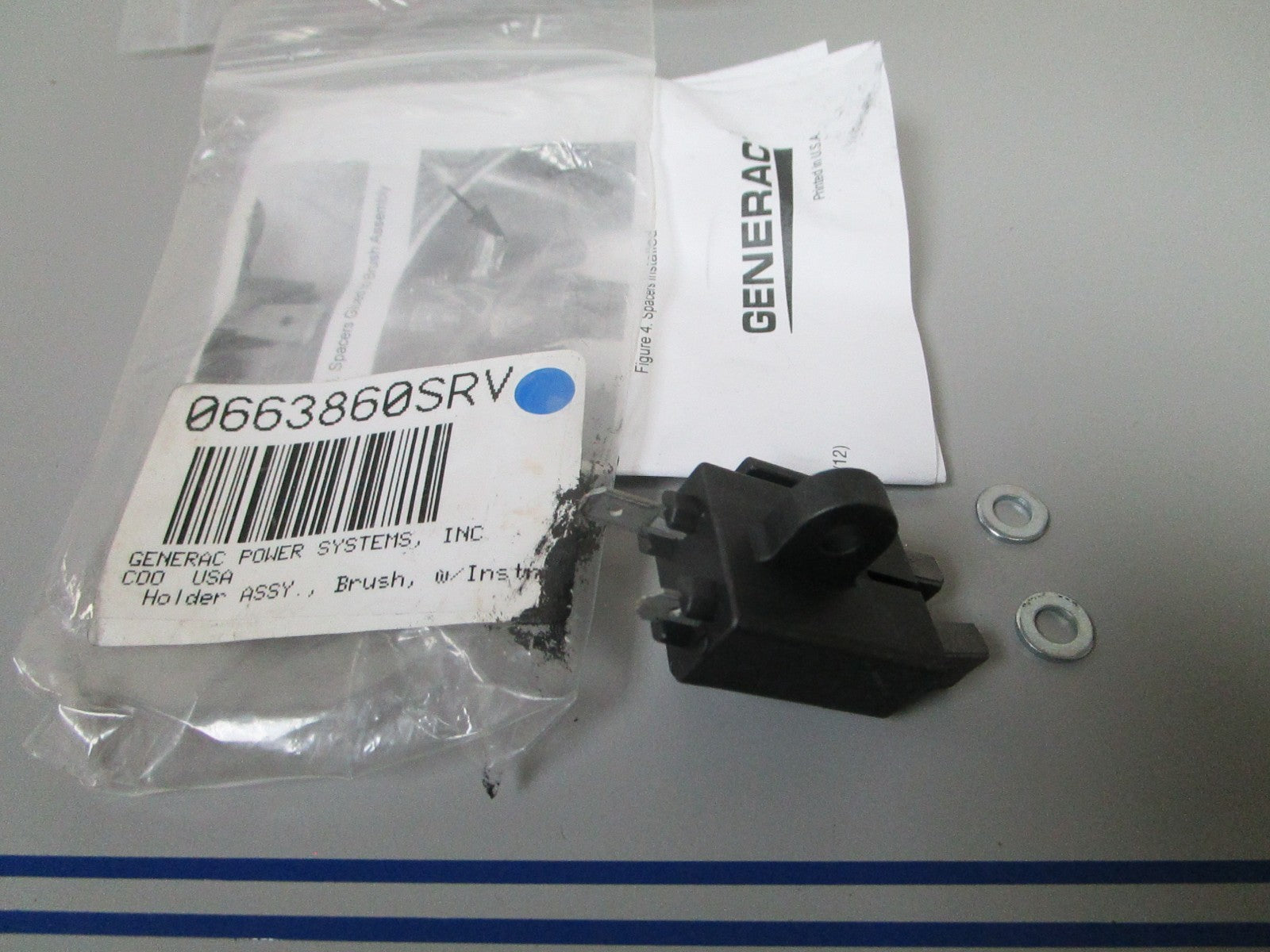 NEW OEM 0663860SRV Generac Brush Holder & Instructions 0720