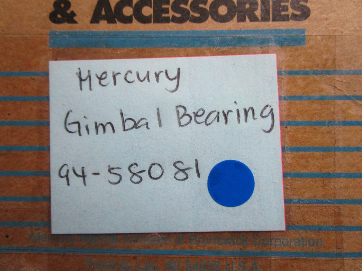 *NEW OEM* 0810 Mercury Quicksilver Gimbal Bearing 94-58081