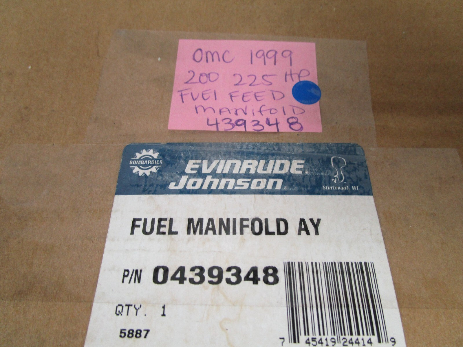 *NEW OEM* 0720 OMC Johnson Evinrude 1999 200 225 hp Fuel Feed Manifold 439348
