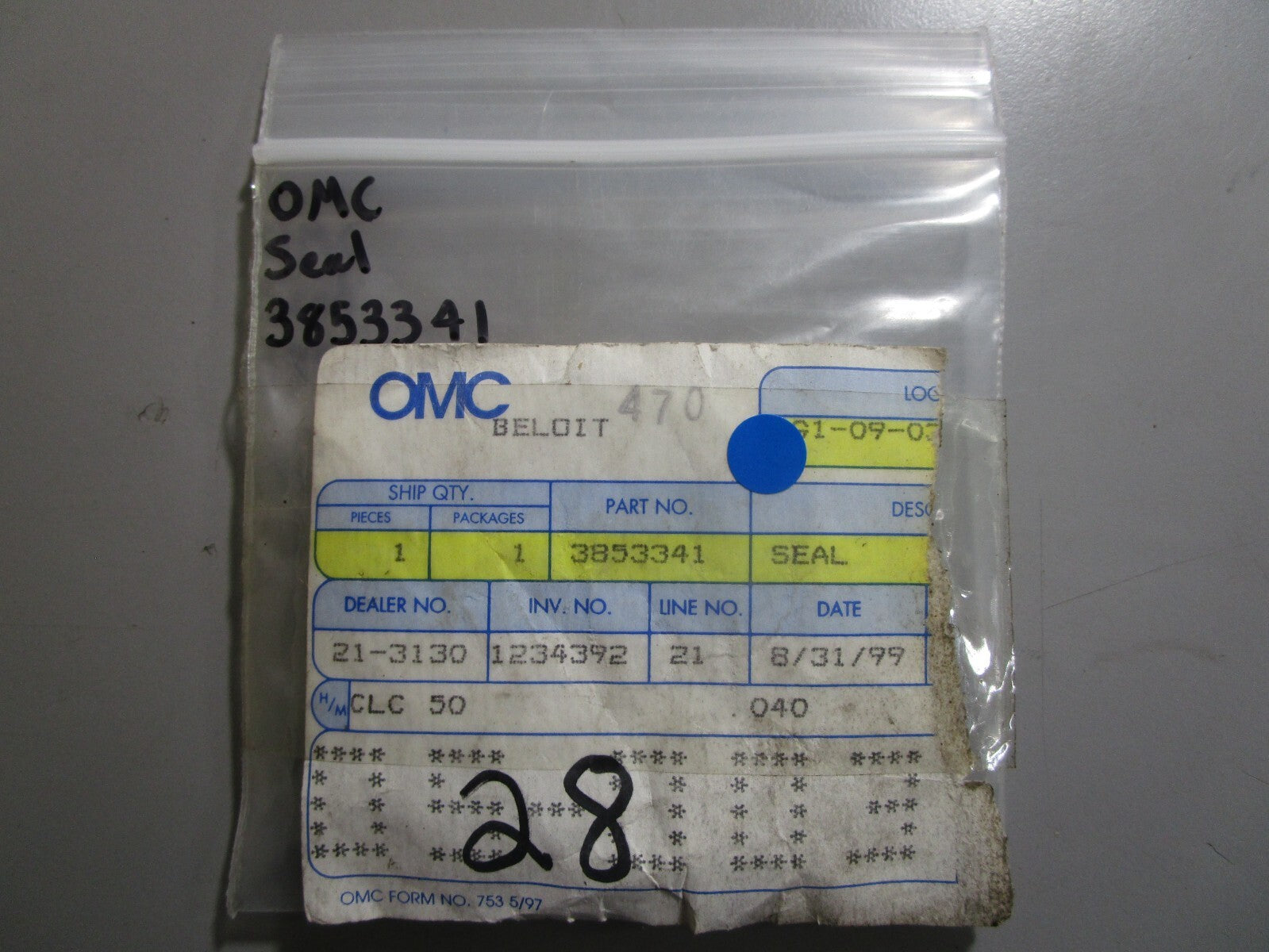 *NEW OEM* 0810 OMC Johnson Evinrude Seal 3853341
