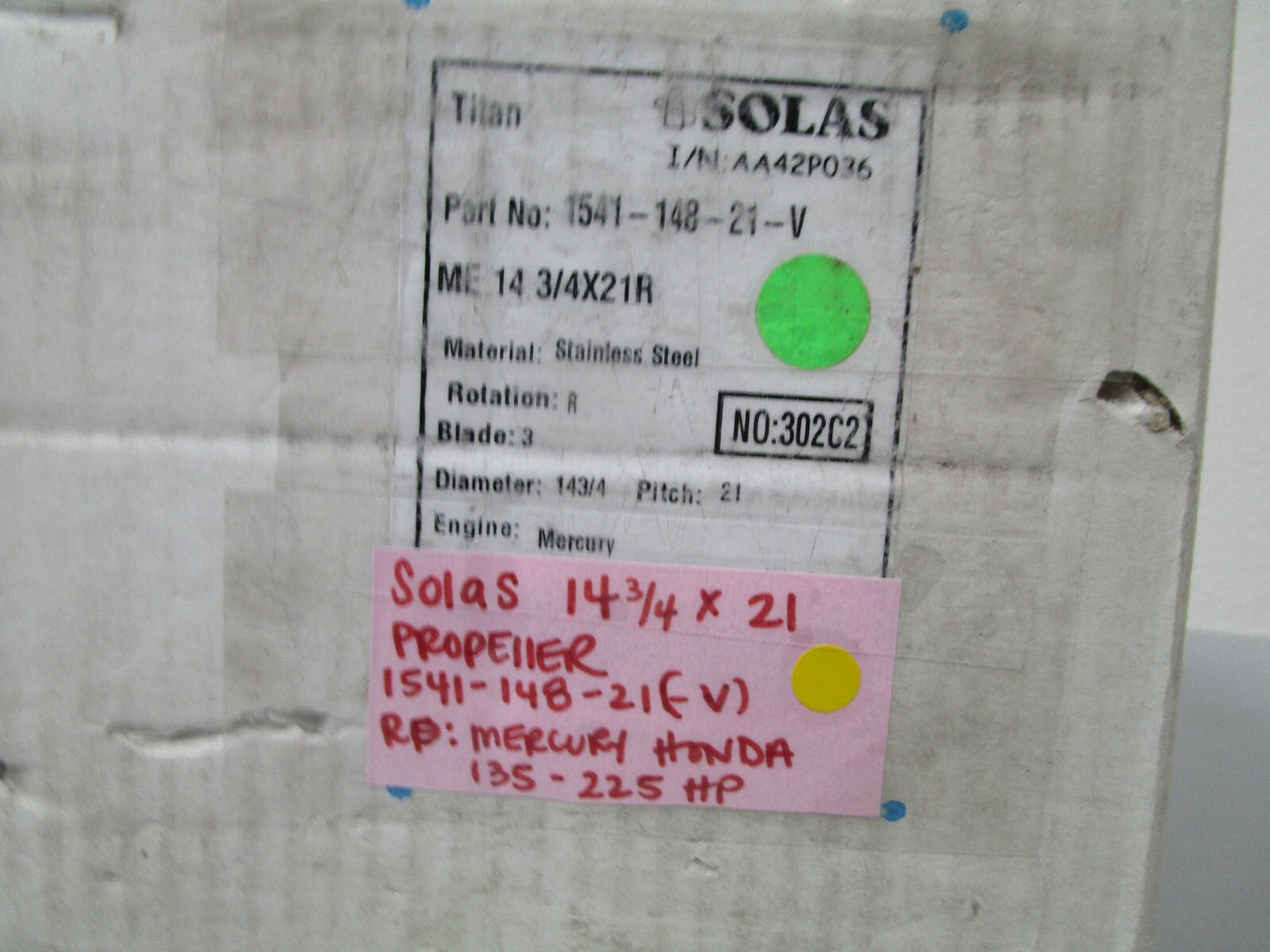 *NEW* 0720 Solas 14.75 x 21 Propeller 1541-148-21 RP: Mercury Honda 135 - 225 hp
