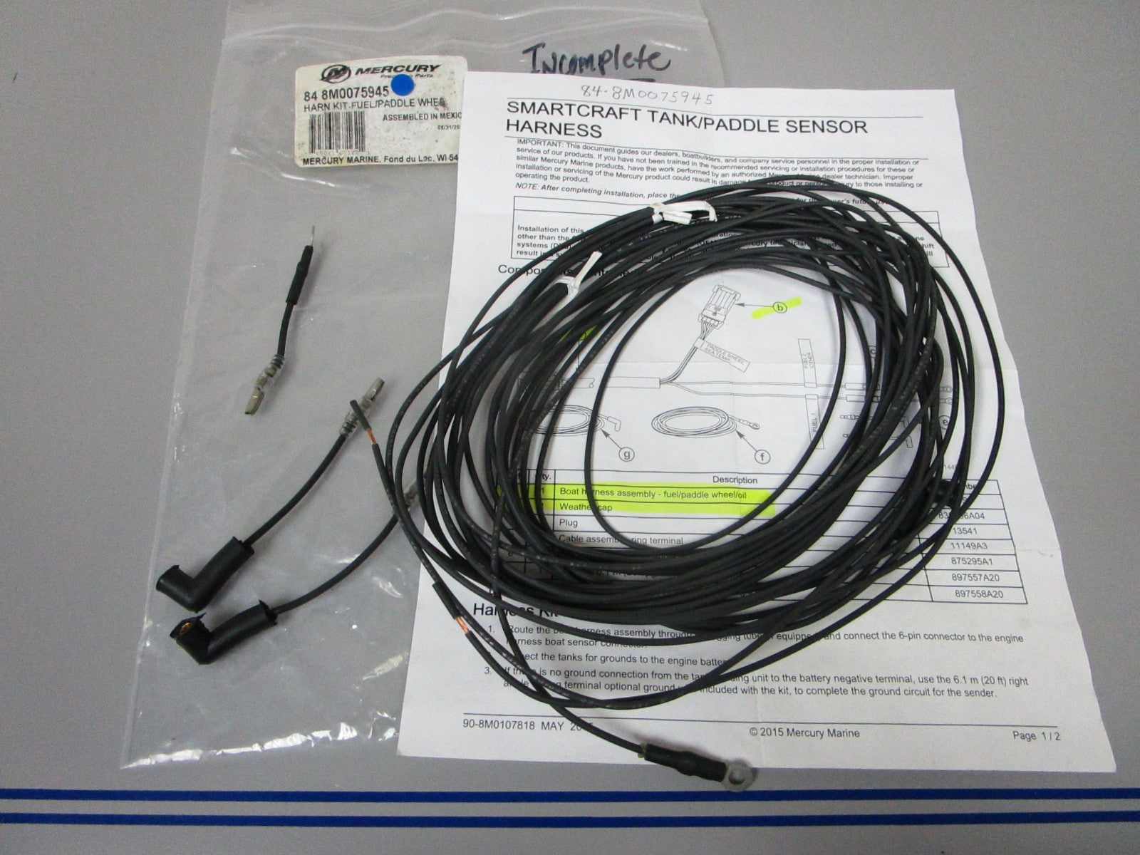 *NEW OEM* 0720 Mercury Quicksilver Partial Harness Kit 84-8M0075945